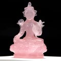 【一点物】置物　ローズクォーツ　グリーンターラ　ブラジル産　菩薩　品番：19051