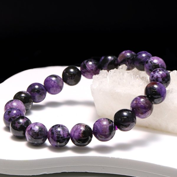 画像6: ブレス　ブラックチャロアイト＜ロシア産＞　丸　約10mm　品番：19075