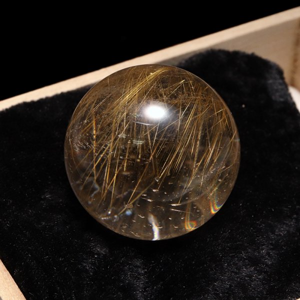 画像3: 【一点物】丸玉　ルチル入りマニハール水晶　インド　マニハール地方産　約34mm　桐箱入り　ヒマラヤ水晶　品番：19089