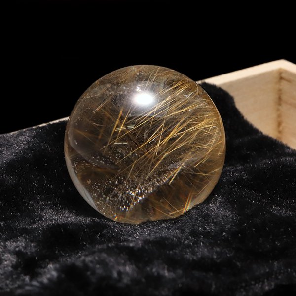 画像3: 【一点物】丸玉　ルチル入りマニハール水晶　インド　マニハール地方産　約26mm　桐箱入り　ヒマラヤ水晶　品番：19099