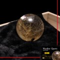 【一点物】丸玉　ルチル入りマニハール水晶　インド　マニハール地方産　約26mm　桐箱入り　ヒマラヤ水晶　品番：19102