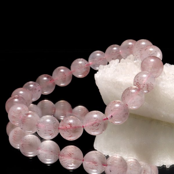 画像6: ブレス　ピンクゲーサイトインクォーツ＜ブラジル産＞　丸　約10.5mm　品番：19146