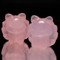 天然石パーツ　九尾の狐　ローズクォーツ　縦穴　約2.2cm×約2.1cm　品番：19257