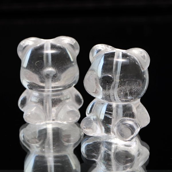 画像1: 天然石パーツ　熊（くま）　水晶　縦穴　約1.3cm×約1.7cm　品番：19247