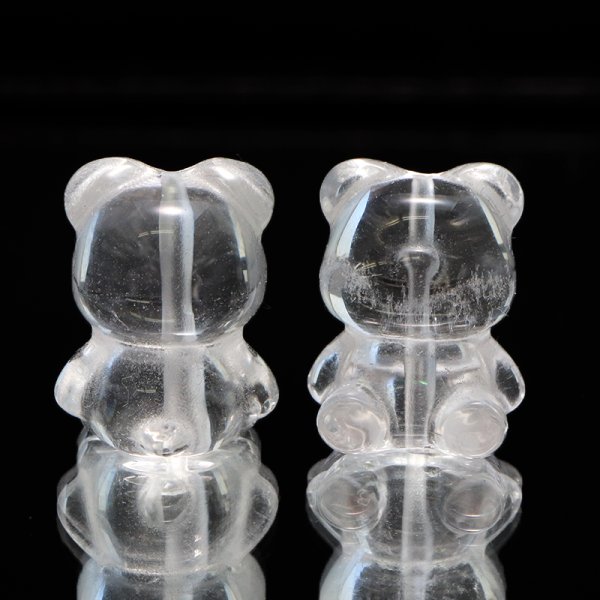 画像2: 天然石パーツ　熊（くま）　水晶　縦穴　約1.3cm×約1.7cm　品番：19247