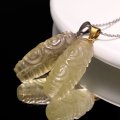 ペンダントトップ　リビアングラス　龍眼天珠　エジプト産　ステンレス　ゴールド　品番：19291