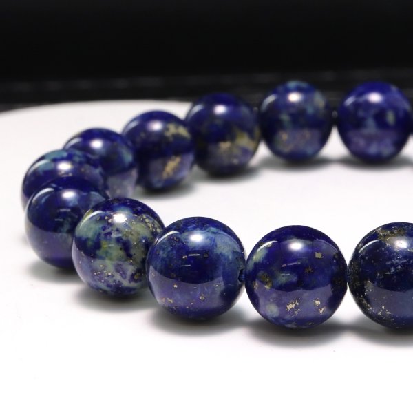 画像3: ブレス　ラピスラズリ＜アフガニスタン産＞　丸　約15〜15.5mm　品番：19323