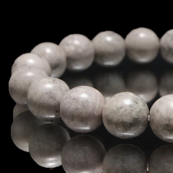 画像3: 【日本銘石】ブレス　糸魚川翡翠＜新潟県産＞　ライトグレー　丸　約10mm　品番：19360