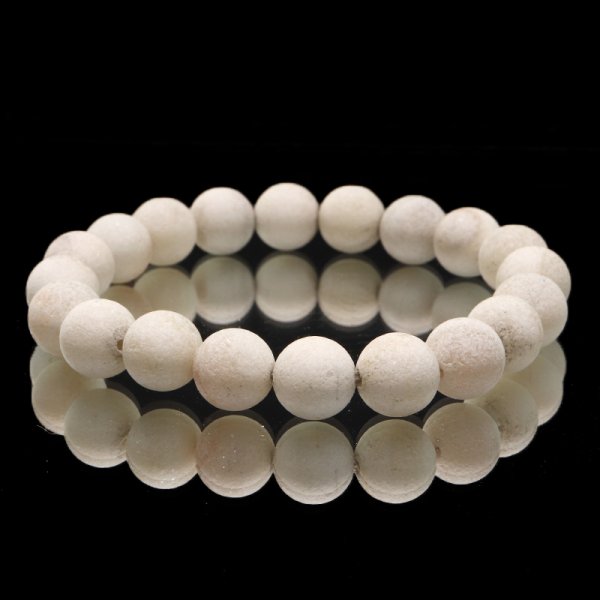 画像7: 【日本銘石】ブレス　寒水石＜茨城県産＞　丸　約12mm　品番：19362
