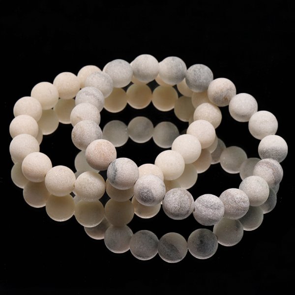 画像5: 【日本銘石】ブレス　寒水石＜茨城県産＞　丸　約12mm　品番：19362