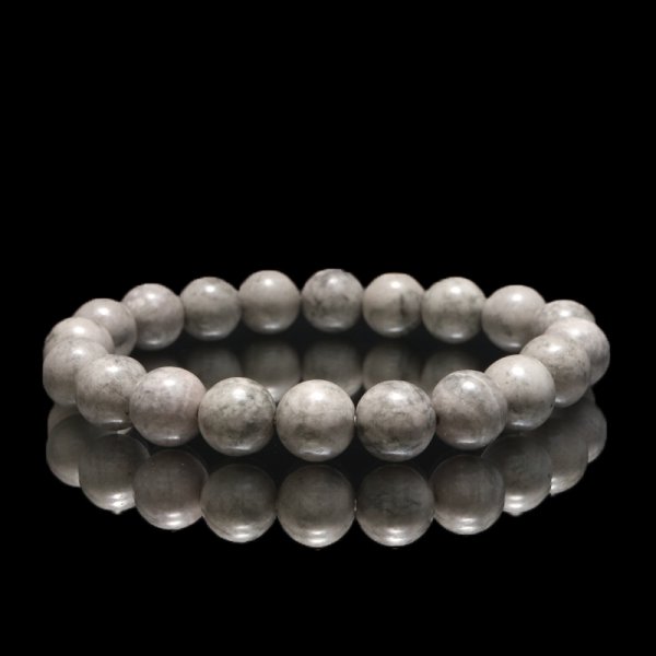 画像6: 【日本銘石】ブレス　糸魚川翡翠＜新潟県産＞　ライトグレー　丸　約10mm　品番：19360