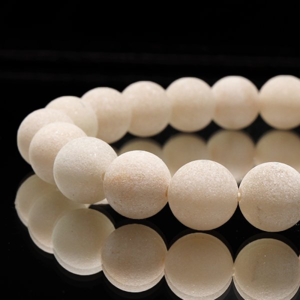 画像3: 【日本銘石】ブレス　寒水石＜茨城県産＞　丸　約12mm　品番：19362