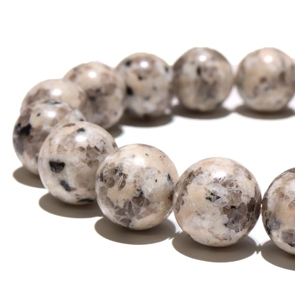 画像3: 【日本銘石】ブレス　タコ石(犬島石）＜岡山県産＞　白　研磨有　丸　約10mm　品番：18985