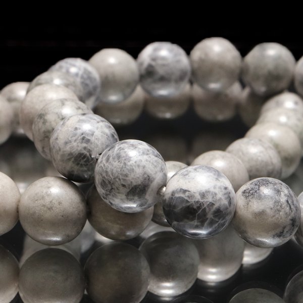 画像4: 【日本銘石】ブレス　糸魚川翡翠＜新潟県産＞　ライトグレー　丸　約10mm　品番：19360