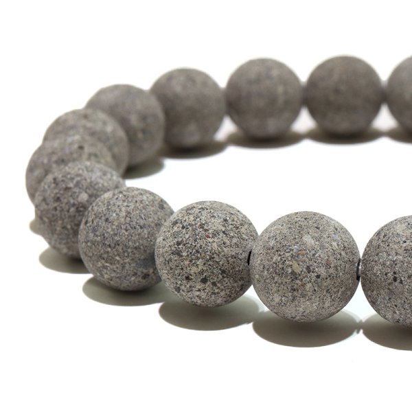 画像3: 【日本銘石】ブレス　鋸南石＜千葉県＞　グレー　丸　約10mm　品番：19356