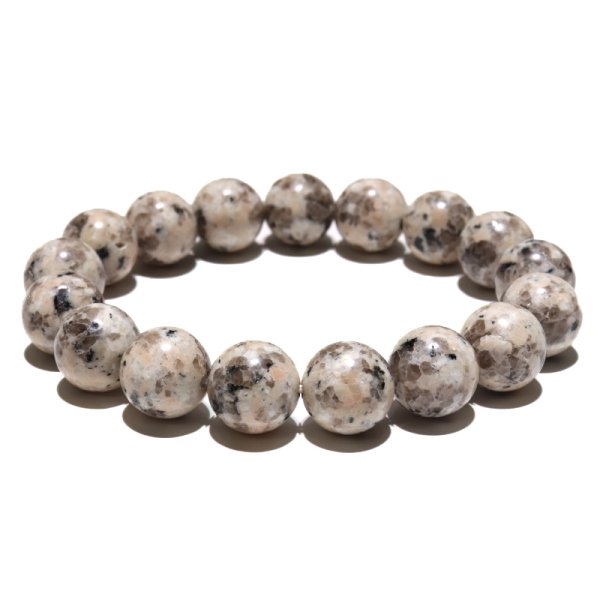 画像5: 【日本銘石】ブレス　タコ石(犬島石）＜岡山県産＞　白　研磨有　丸　約10mm　品番：18985