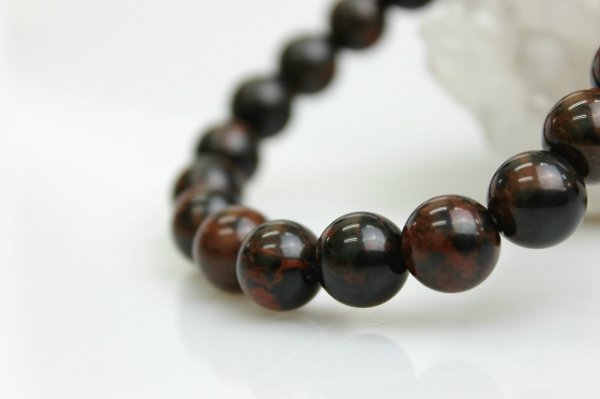 画像4: 【日本銘石】ブレス　ヴァーミリオンオブシディアン　12mm　品番：　10772