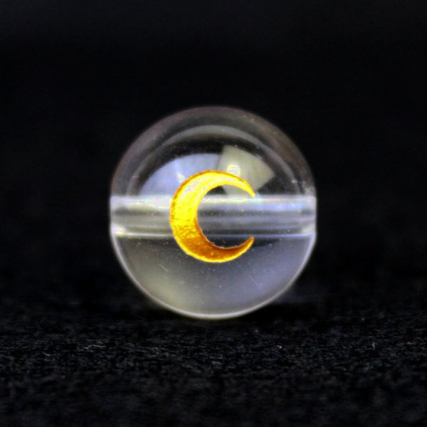 画像1: 【オリジナル商品】カービング　占星術　月　水晶(金彫り)　12mm　　品番： 10747