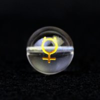 【オリジナル商品】カービング　占星術　水星　水晶(金彫り)　12mm　　品番： 10749