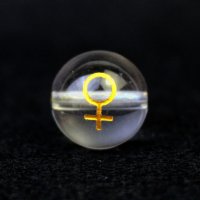 【オリジナル商品】カービング　占星術　金星　水晶(金彫り)　12mm　　品番： 10750