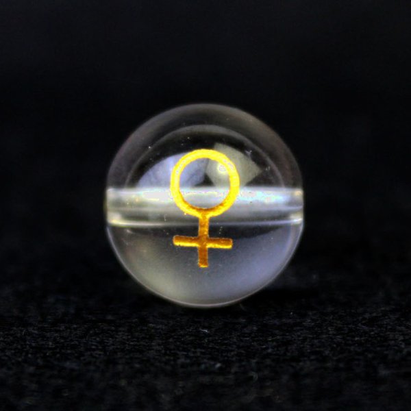 画像1: 【オリジナル商品】カービング　占星術　金星　水晶(金彫り)　12mm　　品番： 10750