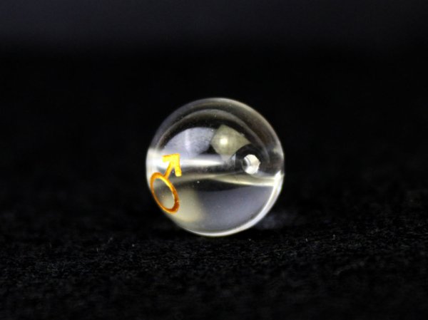 画像2: 【オリジナル商品】カービング　占星術　火星　水晶(金彫り)　12mm　　品番： 10752