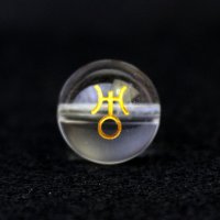 【オリジナル商品】カービング　占星術　天王星　水晶(金彫り)　12mm　　品番： 10755