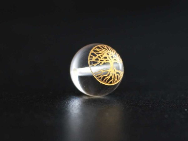 画像2: 【オリジナル商品】カービング　神聖幾何学模様　ツリーオブライフ　水晶(金彫り)　12mm　　品番： 4600