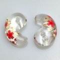 【現品限り】プリント勾玉　プリントストーン 水晶　桜　20*13　　品番： 7543
