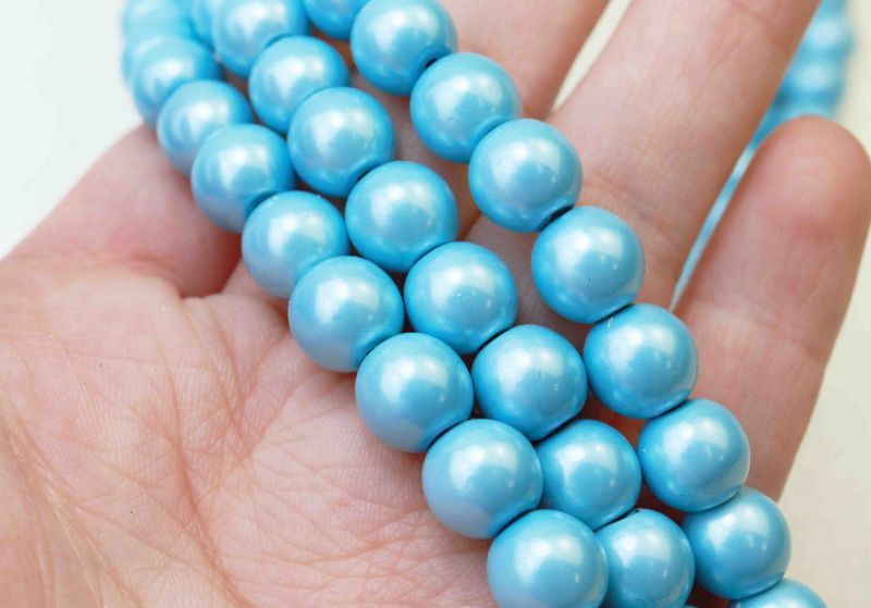 連 カラーヘマタイト ライトブルー 磁気あり 丸 8mm 品番 連 天然石は行 ヘマタイト ストーンクラブ
