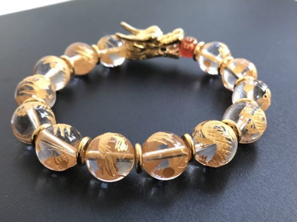 画像3: ブレス　龍カービング使用デザインブレス(水晶)　12mm　　品番： 6159 (3)