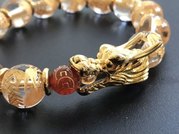 画像2: ブレス　龍カービング使用デザインブレス(水晶)　12mm　　品番： 6159 (2)