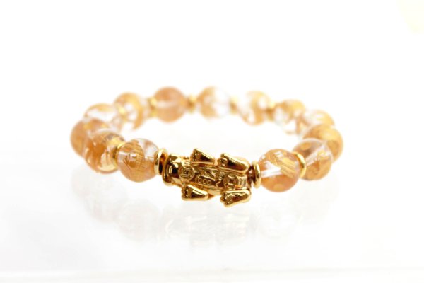 画像3: ブレス　龍カービング(水晶金彫り)×ひきゅう　12mm　　品番： 5972 (3)