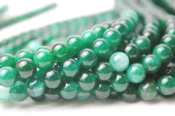 画像6: 連　染クォーツァイト　グリーンミックス　丸　 8mm　　　　品番： 9231 (6)