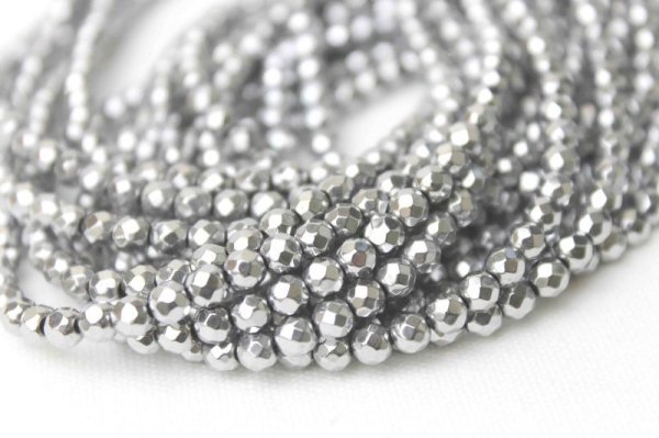 画像3: 【売切50%OFF(表示価格が割引後の金額)】連 ヘマタイト シルバーメッキ カット  3mm    ※割引クーポン・ポイント付与対象外 品番: 9593 (3)