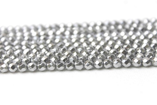 画像2: 【売切50%OFF(表示価格が割引後の金額)】連 ヘマタイト シルバーメッキ  カット  4mm    ※割引クーポン・ポイント付与対象外 品番: 9147 (2)
