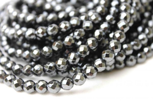 画像3: 連 ヘマタイト(磁気無) カット  4mm    品番: 9460 (3)
