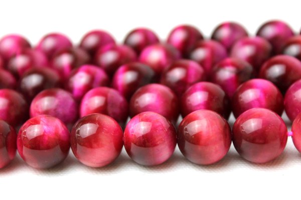 画像2: 連　タイガーアイ（着色ピンク）　 丸　 8mm　　　　品番： 9544 (2)