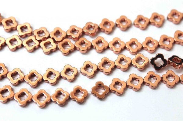 画像2: 連 ヘマタイト ピンクゴールドメッキ 変形 フラワー 8mm  品番: 10055 (2)