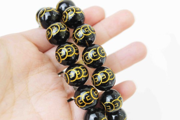 画像4: 【縁起物】デザインブレス ヒキュウ×古銭 オニキス 14mm  品番: 10076 (4)