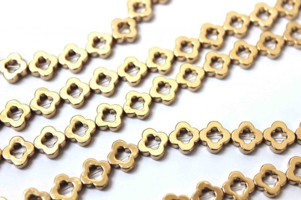 画像2: 【売切50%OFF(表示価格が割引後の金額)】連 ヘマタイト ゴールドメッキ 変形 フラワー 8mm  ※割引クーポン・ポイント付与対象外 品番: 10054 (2)
