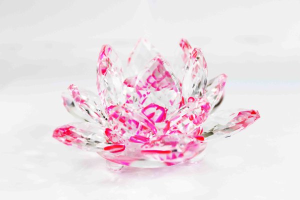 画像2: 【現品限り】クリスタルガラス蓮花台 ピンクカラー 小サイズ  ※割引クーポン・ポイント付与対象外 品番: 10084 (2)