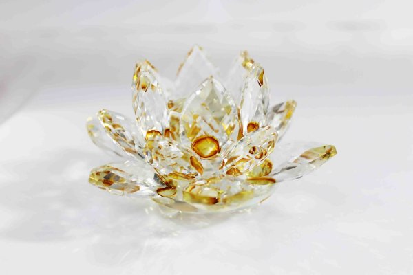 画像3: 【現品限り】クリスタルガラス蓮花台 イエローカラー 小サイズ  ※割引クーポン・ポイント付与対象外 品番: 10088 (3)