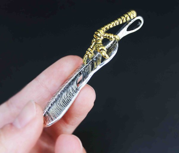 画像2: 真鍮パーツ フェザー 鳥の足 約6cm  品番: 10150 (2)