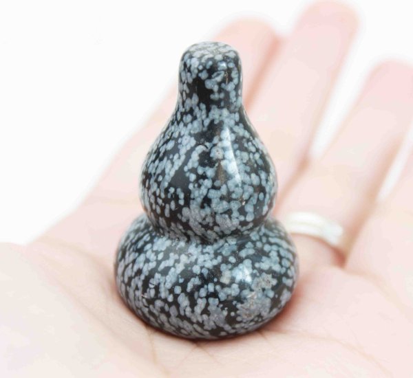 画像2: 【現品限り】置物 ひょうたん スノーフレークオブシディアン  品番:7571 (2)