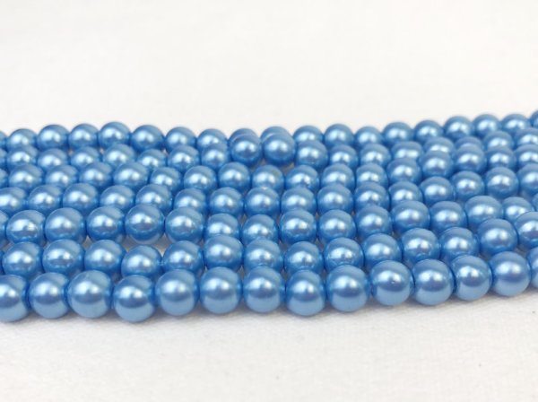 画像2: 連 ヘマタイト 磁気有 アクアブルーメッキ 6mm  品番: 10380 (2)