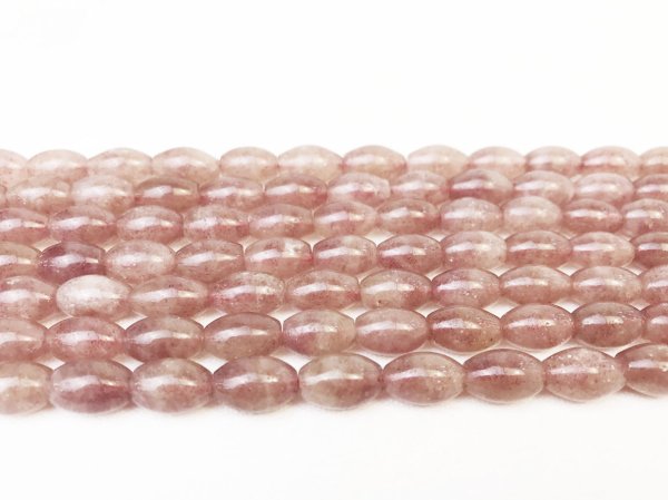 画像2: 【売切50%OFF(表示価格が割引後の金額)】連 ストロベリークォーツ ライス 12*8mm    ※割引クーポン・ポイント付与対象外 品番: 5920 (2)