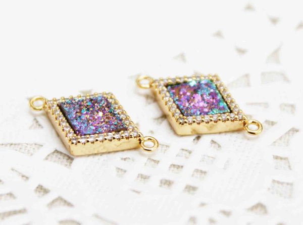 画像2: ドゥルージー コネクトパーツ ひしがた型ギャラクシー 1.6cm×1.2cm  品番: 10607 (2)