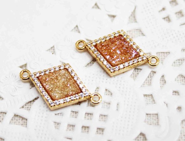 画像2: ドゥルージー コネクトパーツ ひしがた型オレンジ 1.6cm×1.2cm  品番: 10606 (2)