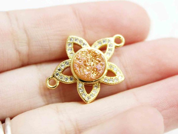 画像3: ドゥルージー コネクトパーツ フラワー型オレンジ 1.7cm  品番: 10608 (3)